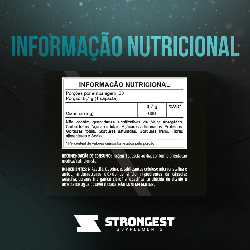 NAC Acetilcisteína 600mg 30 Cápsulas